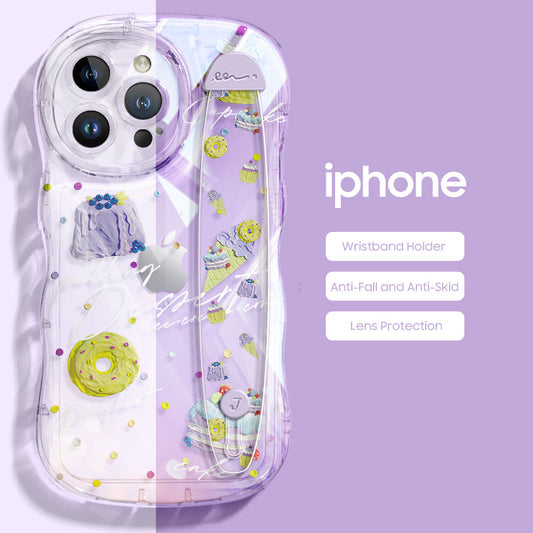iPhone Series | “Ice Cream Donut” Design Transparent Wristband Phone Case