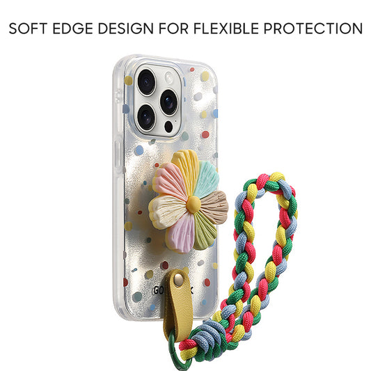 iPhone Lanyard Series | Colorful Petal Stand Phone Case