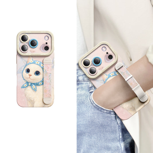 iPhone Wristband Series | Cute Cat Liquid Silicone Phone Case