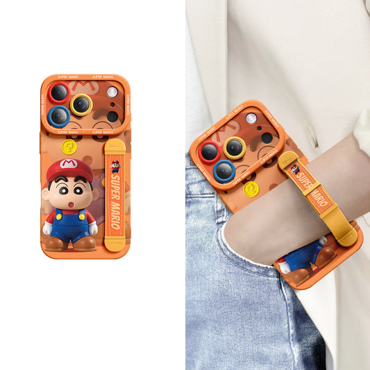 iPhone Wristband Series | Mario & Crayon Shin-chan Liquid Silicone Phone Case