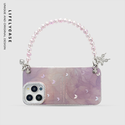 iPhone Lanyard Series | High-End Purple Butterfly Phone Case