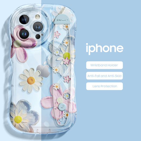 iPhone Series | “Daisy” Design Transparent Wristband Phone Case