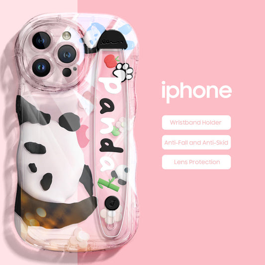 iPhone Series | “Cute Panda” Design Transparent Wristband Phone Case
