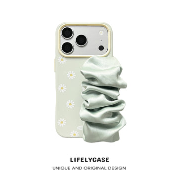 iPhone Series | Daisy Print Satin Scarf Hand Strap Phone Case