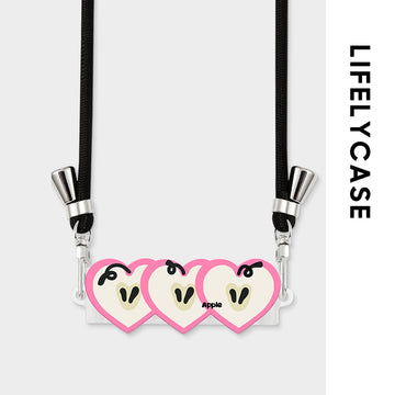 Phone Clip with Crossbody Lanyard  - Heart-Shaped Apple