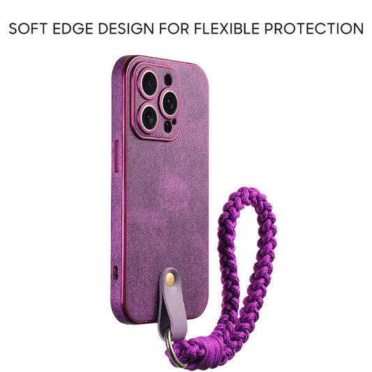 iPhone Lanyard Series | Dark Purple Leather Phone Case