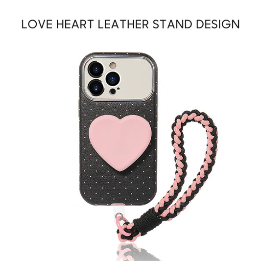 iPhone Lanyard Series | Love Bracket Electroplating Genuine Leather Mobile Phone Case