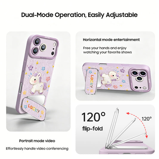 iPhone Lanyard Series | Lucky Pony Mirror Stand Phone Case