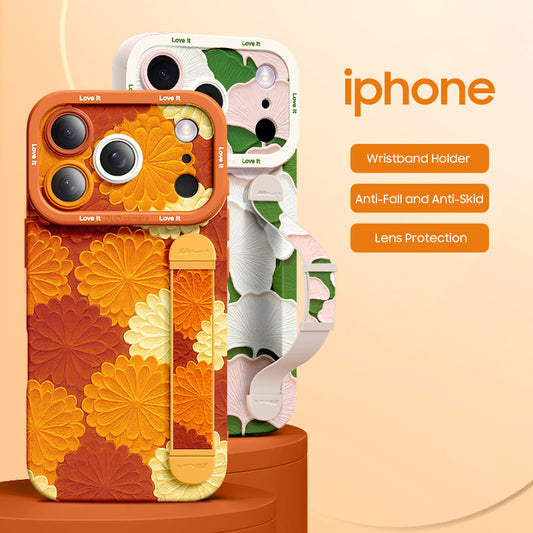 iPhone Wristband Series | "Oil Painting Plants" Liquid Silicone Phone Case