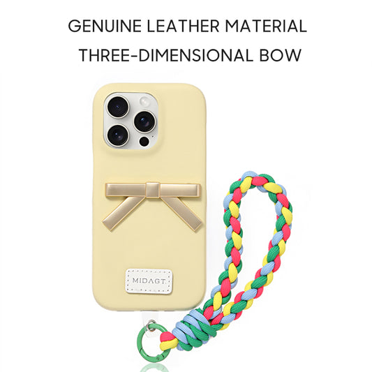 iPhone Lanyard Series | 3D Metal Bow Leather Phone Case