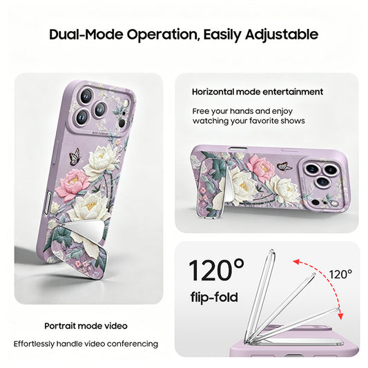 iPhone Lanyard Series | Butterflies and Flowers Mirror Stand Phone Case