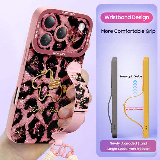 iPhone Wristband Series | "Leopard Sequined Horse" Liquid Silicone Phone Case