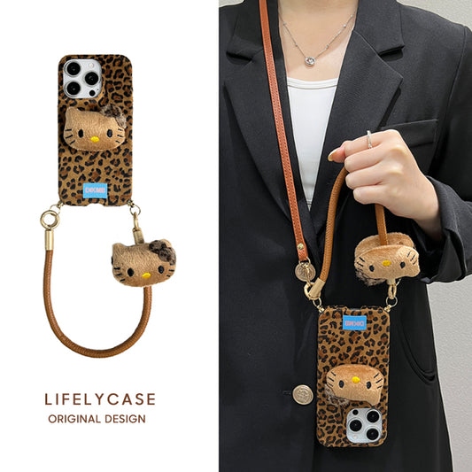 iPhone Lanyard Series | Hello Kitty Leopard Print Phone Case