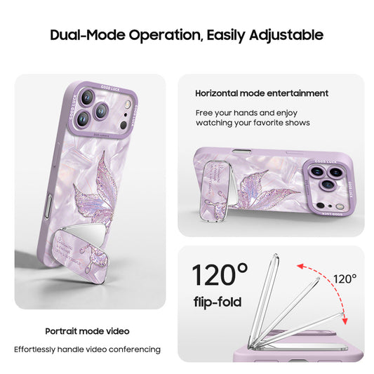 iPhone Lanyard Series | Quicksand Butterfly Mirror Stand Phone Case