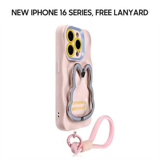 iPhone Lanyard Series | Cute Foldable Rabbit Stand Phone Case