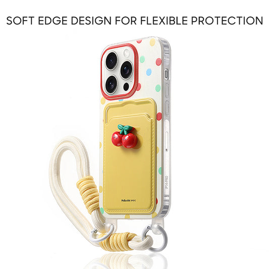 iPhone Lanyard Series | 3D Cherry Design Card Holder Phone Case