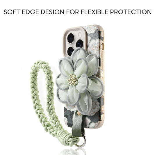 iPhone Lanyard Series | Luxury Lace Flower Liquid Silicone Phone Case