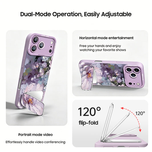 iPhone Lanyard Series | Oil Painting Flowers Mirror Stand Phone Case