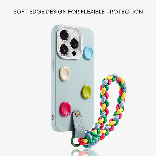 iPhone Lanyard Series | Colorful Button Liquid Silicone Phone Case