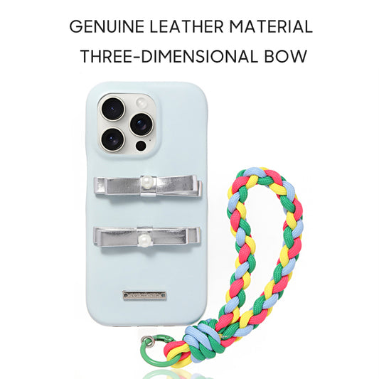 iPhone Lanyard Series | 3D Metal Bow Leather Phone Case