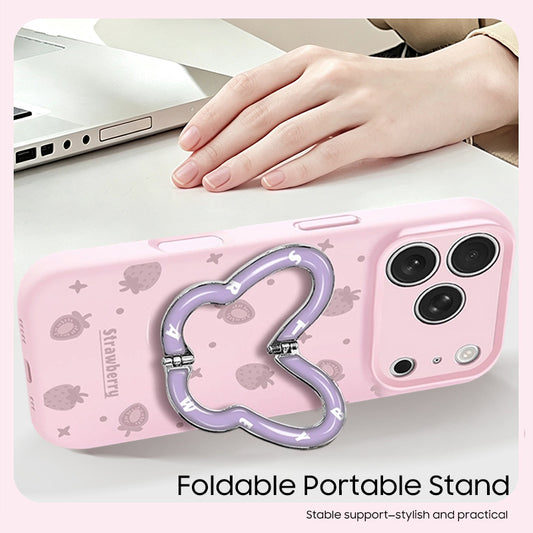 Butterfly 2-in-1 Kickstand Phone Case with Wrist Lanyard for iPhone