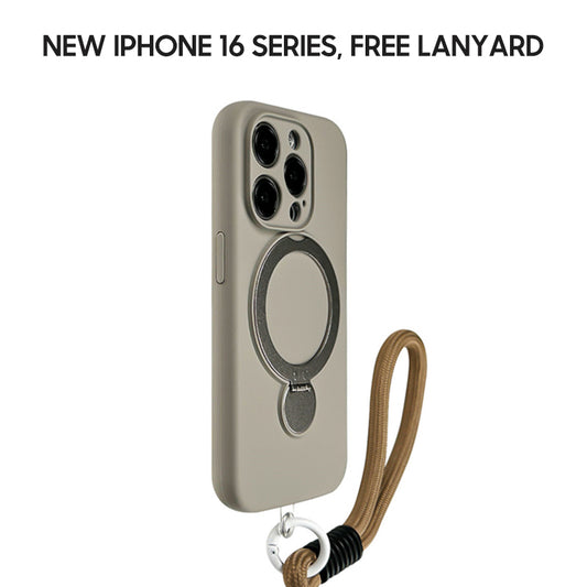 iPhone Lanyard Series | Dark Liquid Silicone MagSafe Magnetic Bracket Phone Case