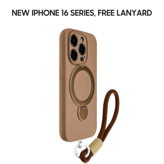 iPhone Lanyard Series | Dark Liquid Silicone Magsafe Magnetic Bracket Phone Case