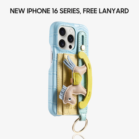 iPhone Lanyard Series | Leather Phone Case with Card Holder and Pony Charm