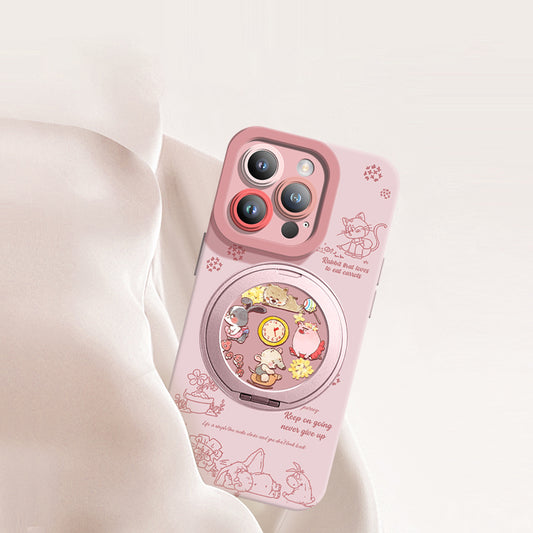 iPhone Lanyard Series | Magnetic Rotating Bracket Cartoon Phone Case