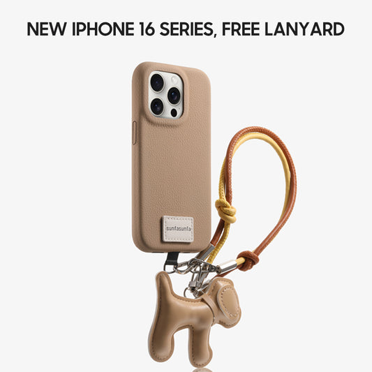 iPhone Lanyard Series | Genuine Leather Phone Case with Free Dachshund Pendant