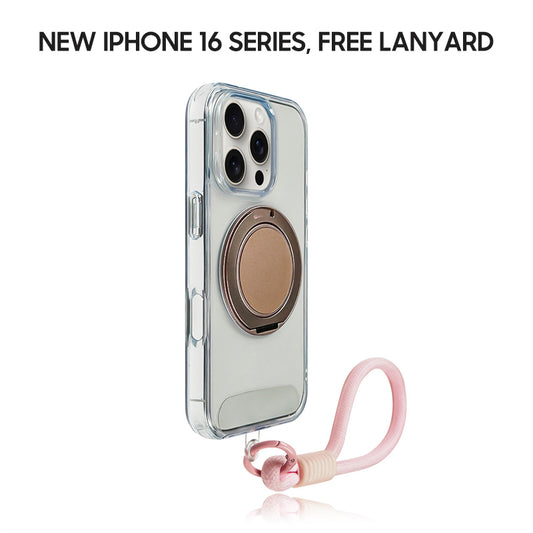 iPhone Lanyard Series | Transparent Liquid Silicone MagSafe Magnetic Bracket Phone Case