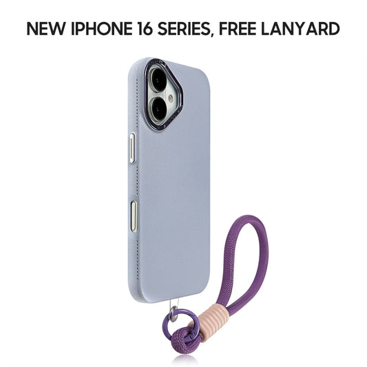 iPhone Lanyard Series | Metal Lens Frame Design Leather Phone Case