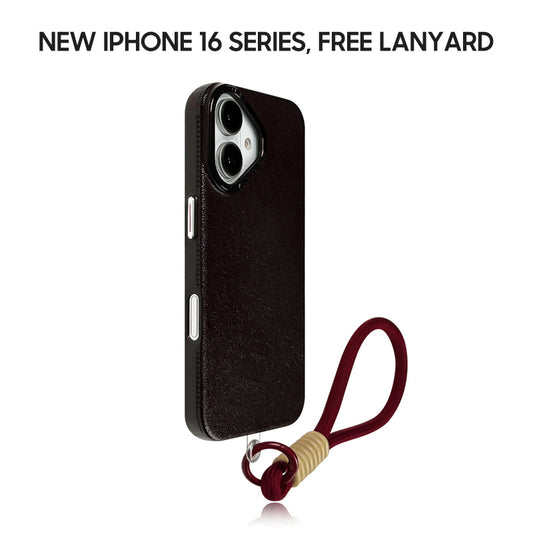 iPhone Lanyard Series | Metal Lens Frame Design Leather Phone Case