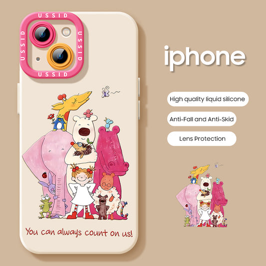 iPhone beads series | Cute Cartoon Liquid Silicone Phone Case