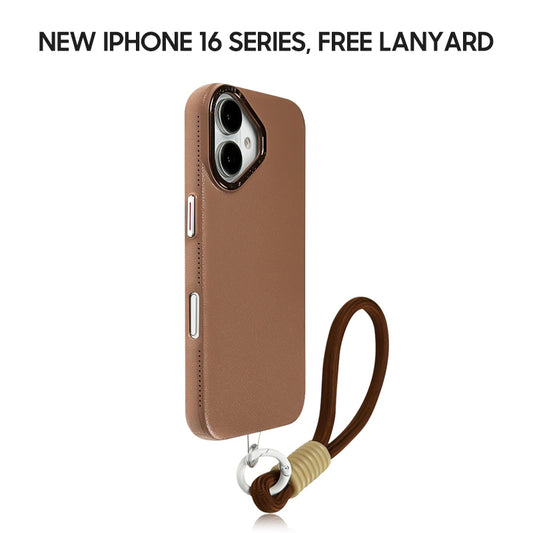 iPhone Lanyard Series | Metal Lens Frame Design Leather Phone Case