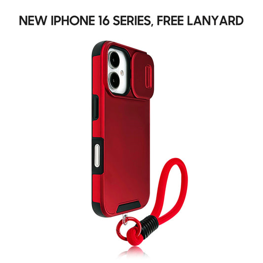 iPhone Lanyard Series | Frosted Phone Case with Lens Sliding Window Design