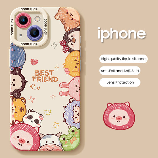 iPhone beads series | Cute Cartoon Liquid Silicone Phone Case