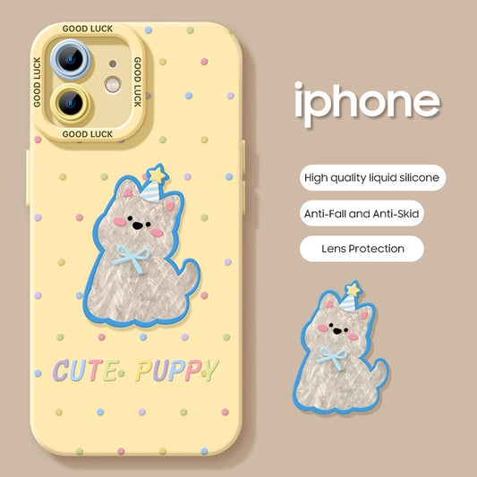 iPhone beads series | Cute Puppy Liquid Silicone Phone Case