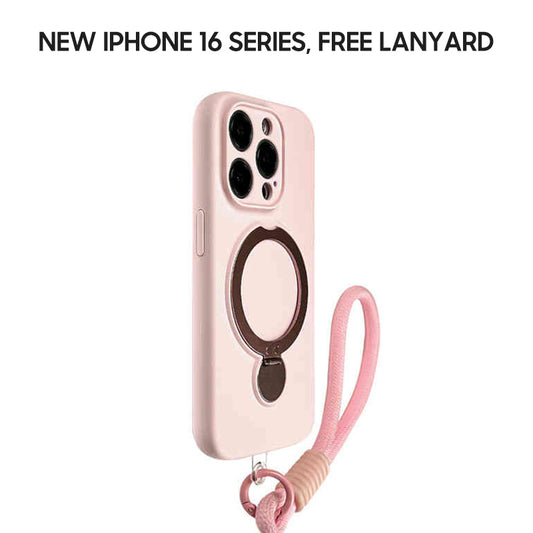 iPhone Lanyard Series | Macaron Color Liquid Silicone Magsafe Magnetic Bracket Phone Case