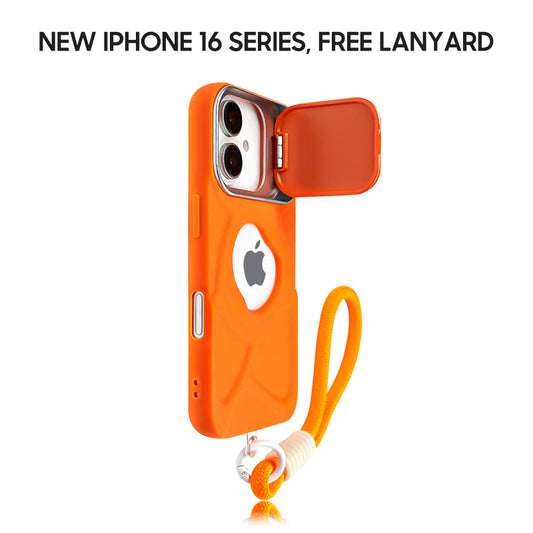 iPhone Lanyard Series | Lens Flip Cover Bracket Design Liquid Silicone Phone Case