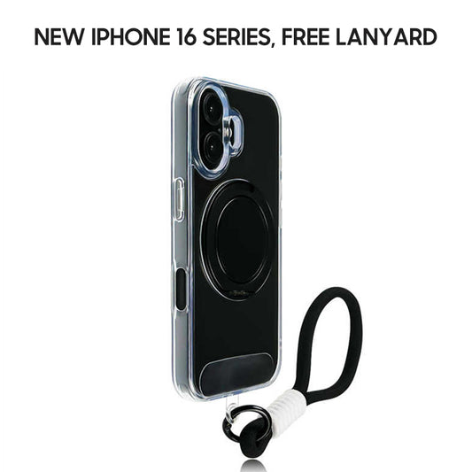 iPhone Lanyard Series | Transparent Liquid Silicone MagSafe Magnetic Bracket Phone Case