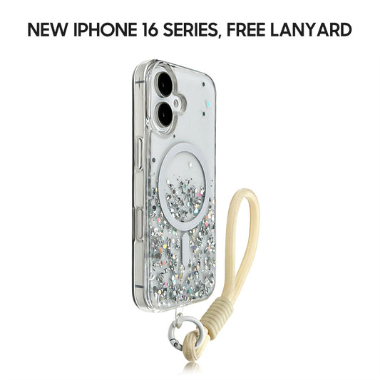 iPhone Lanyard Series | Sequin Liquid Silicone Soft Phone Case