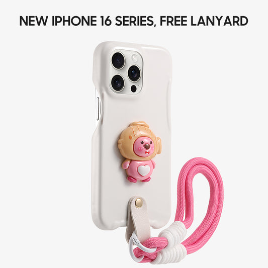 iPhone Lanyard Series | Cartoon Design Leather Phone Case