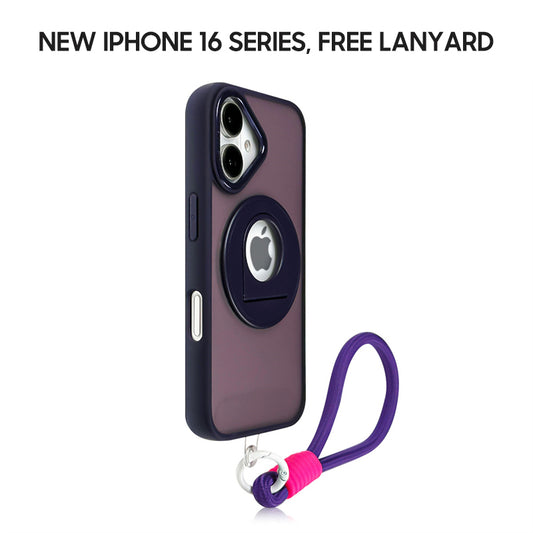 iPhone Lanyard Series | Rotating Magnetic Bracket Frosted Phone Case, Supports MagSafe