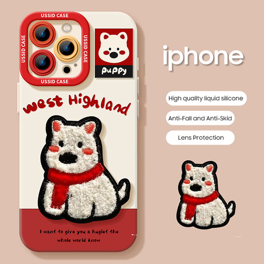 iPhone beads series | Cute Puppy Liquid Silicone Phone Case