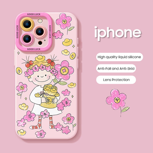 iPhone beads series | Cute Cartoon Liquid Silicone Phone Case