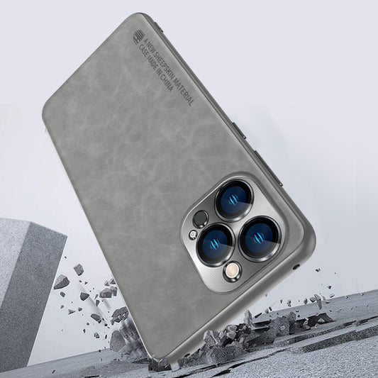 iPhone Series | Metal Lens Cover Protective Leather Phone Case