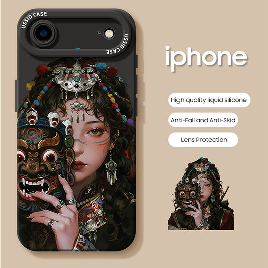 iPhone beads series | Cute Girl Liquid Silicone Phone Case
