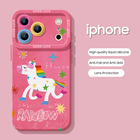 iPhone beads series | Cute Pony Painting Liquid Silicone Phone Case