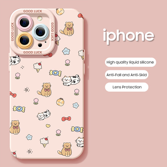 iPhone beads series | Cute Cartoon Liquid Silicone Phone Case